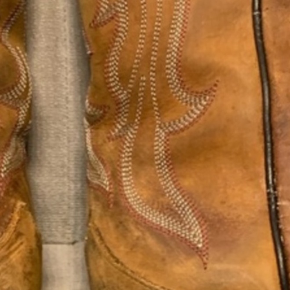 Tony Lama Cowboy Cowgirl Western Boots Leather Embroidered Brown Tan Size 8.5M - Picture 12 of 12